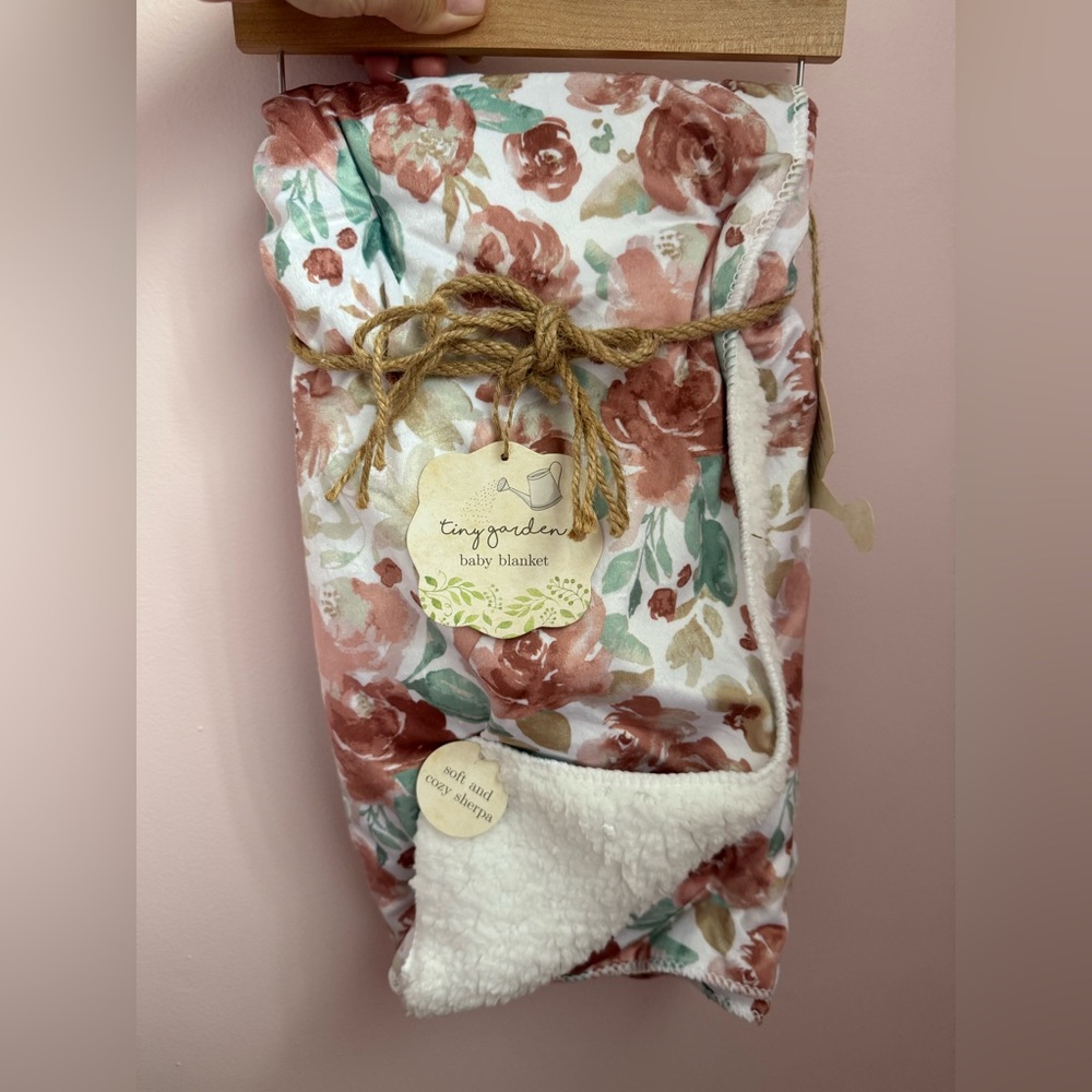 Floral Baby Blanket with Sherpa